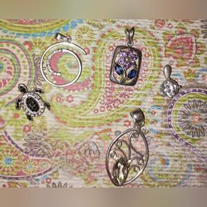 5 Sterling Silver Pendant Collection.  All Hallmarked "925".
